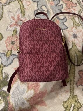 Michael Kors Sable Burgundy Mini Backpack purse
